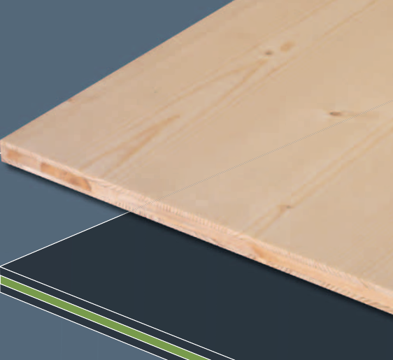 Three-layer soft wood panel